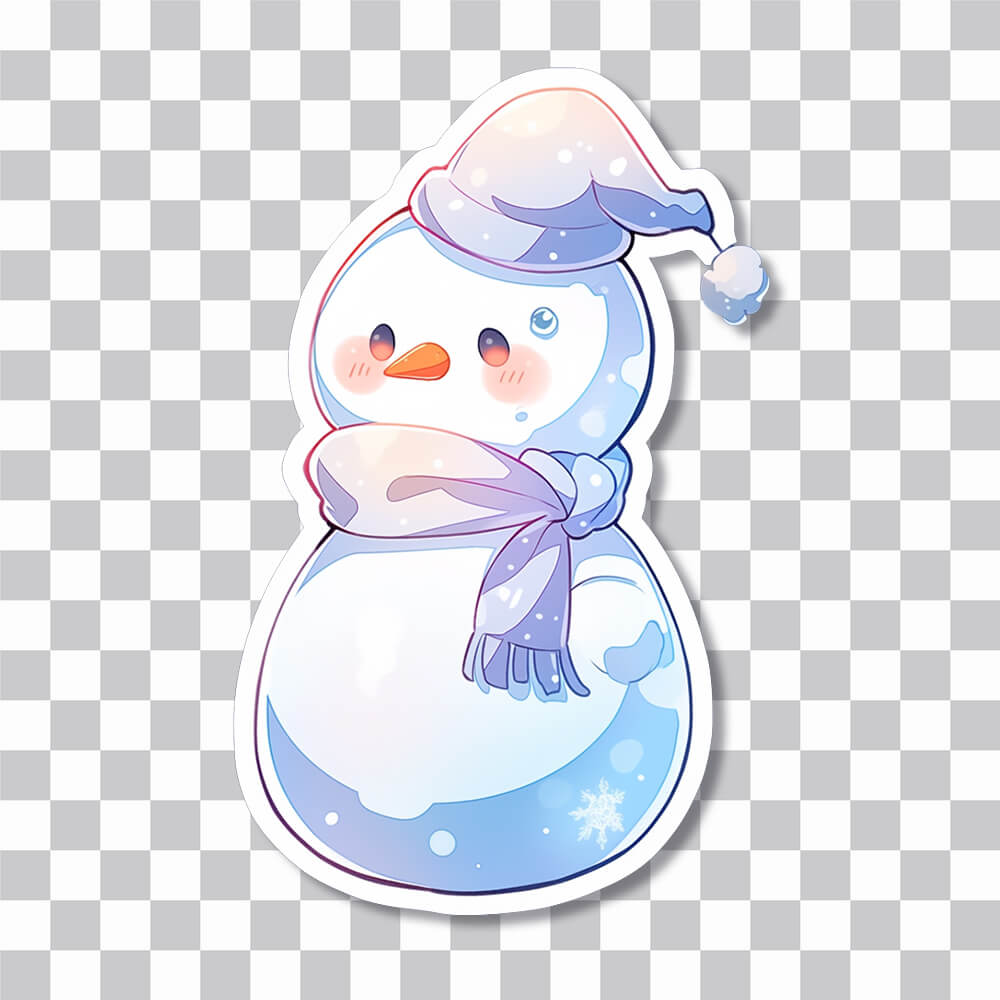 snowman in hat and scarf sticker cover