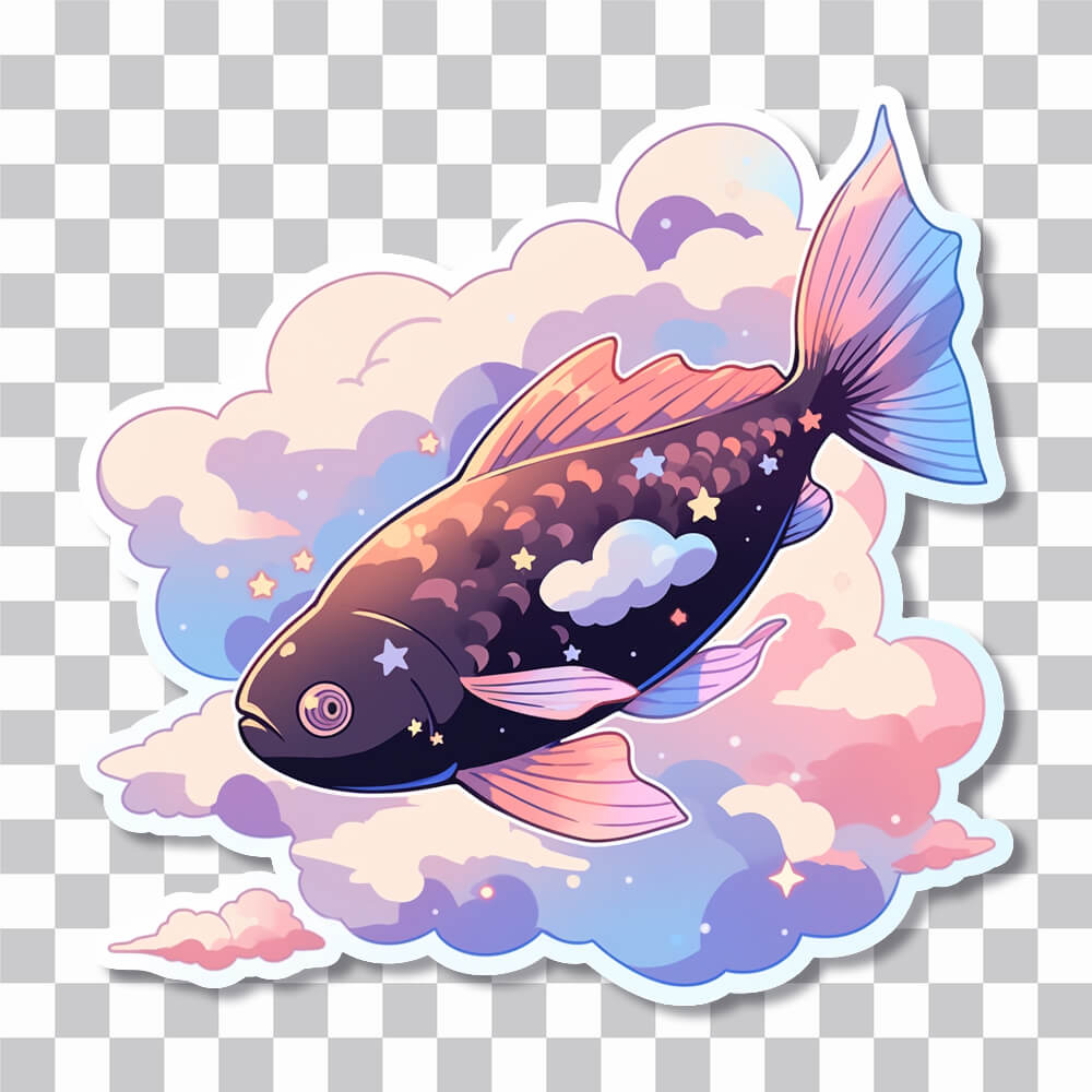 soaring fish in the clouds sticker cover