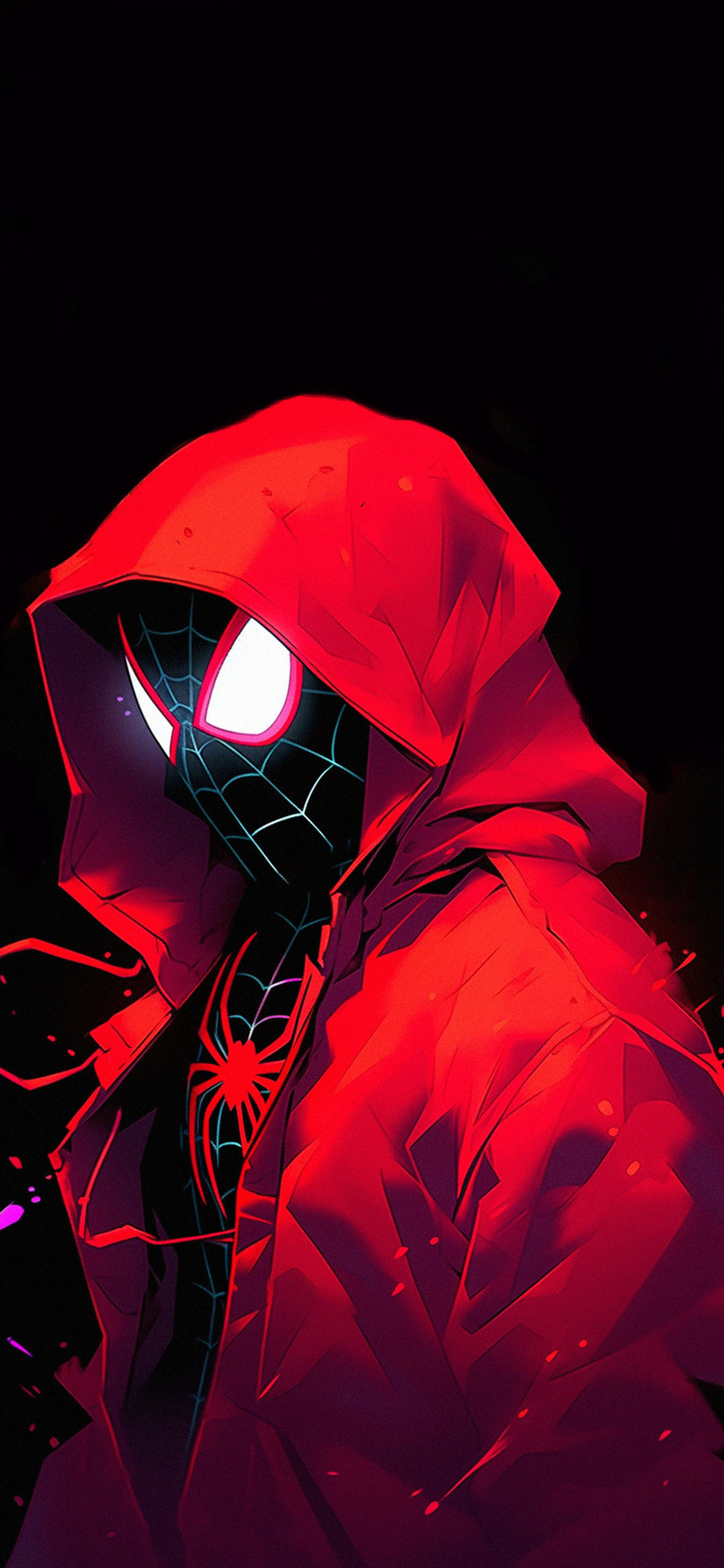 Spider Man in the hood black wallpaper Marvel amoled aesthetic