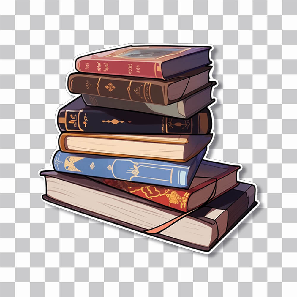 stack of vintage books sticker cover