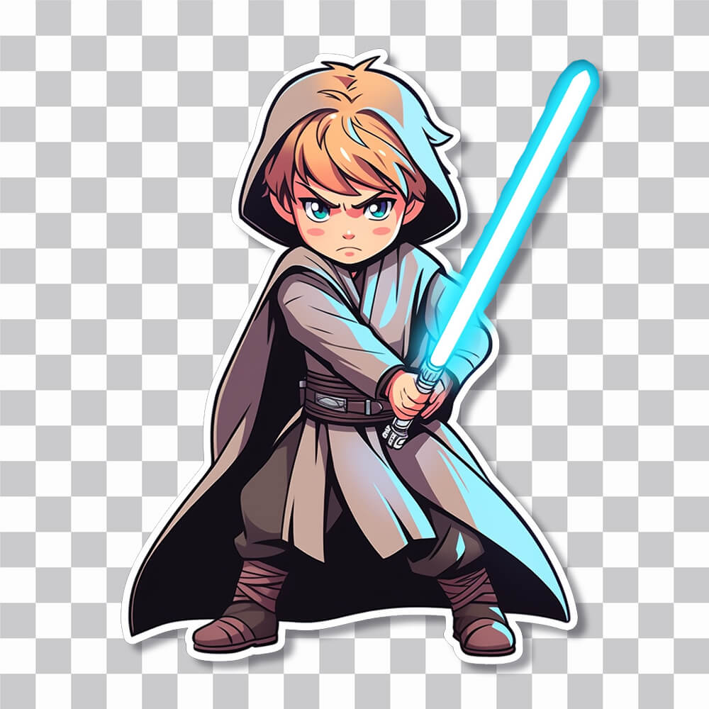 star wars child jedi with lightsaber sticker cover