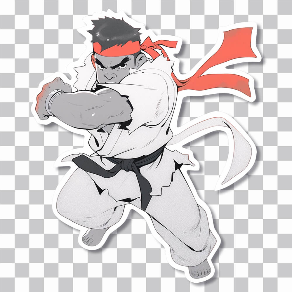 street fighter monochrome ryu sticker cover