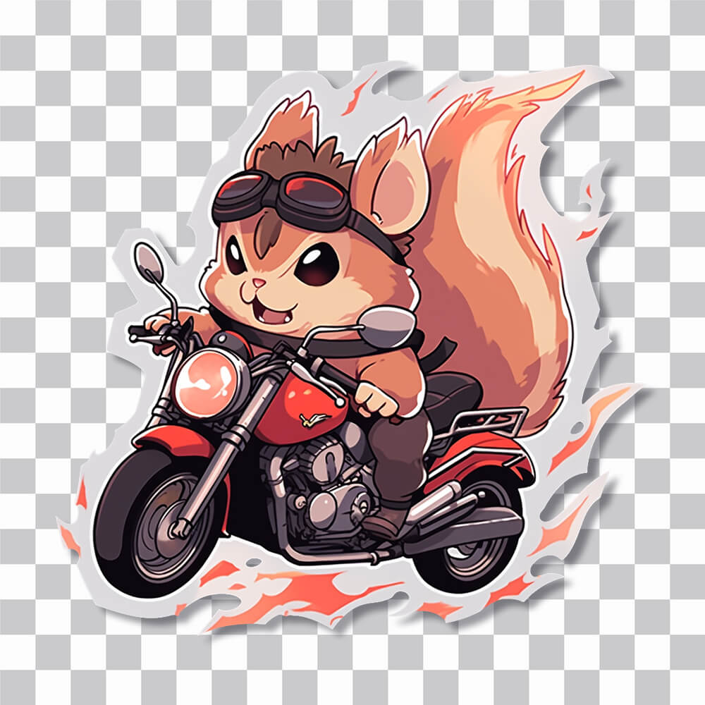 stylish squirrel on motorcycle art sticker cover