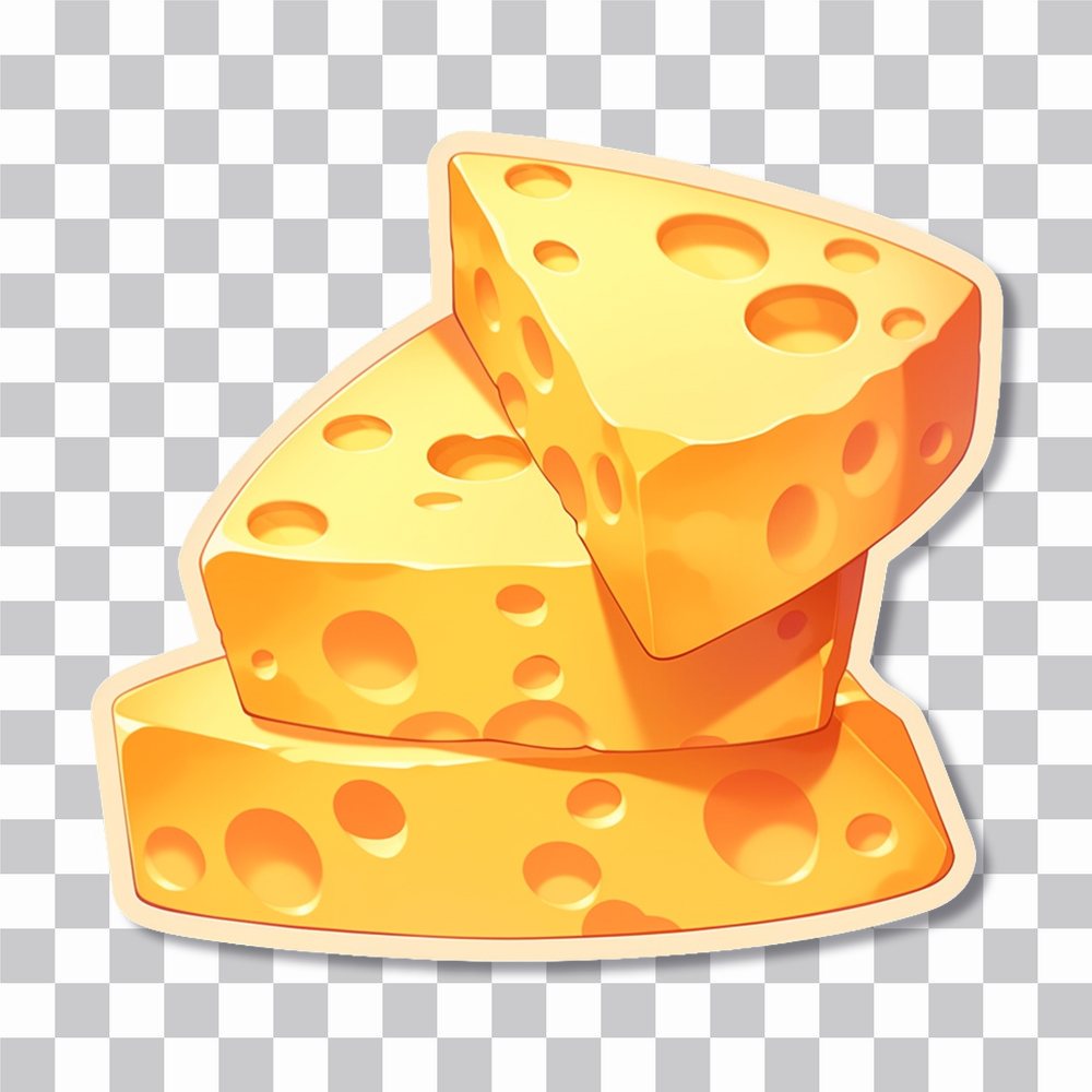 three pieces of cheese aesthetic sticker cover