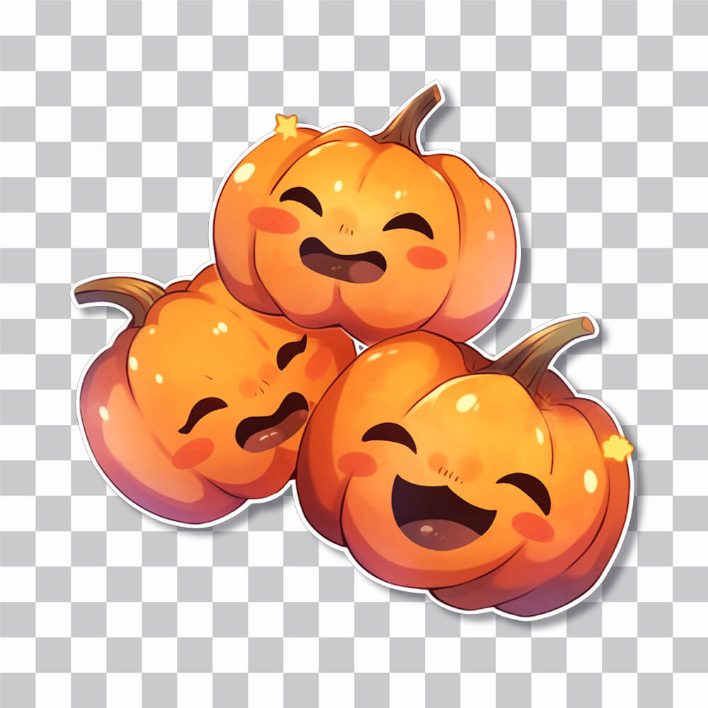 three pumpkin heads smiles sticker cover