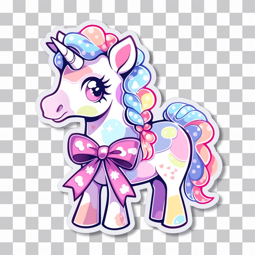 toy unicorn with bow sticker cover