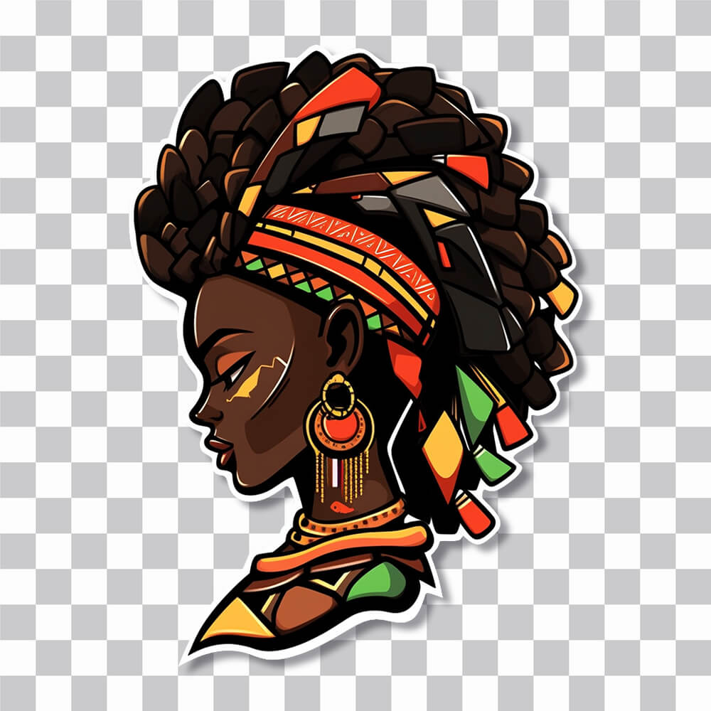 traditional african girl art sticker cover