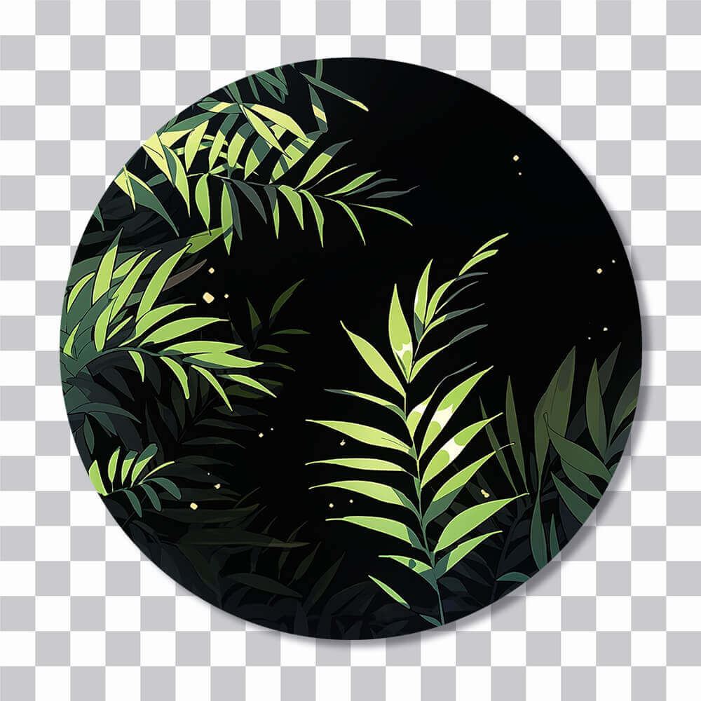 tropical leaves round sticker cover