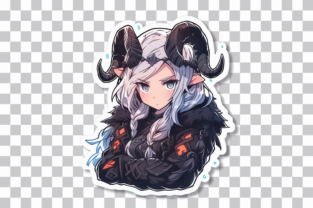 Premium Photo | Anime style image of a woman with horns and white hair  generative ai