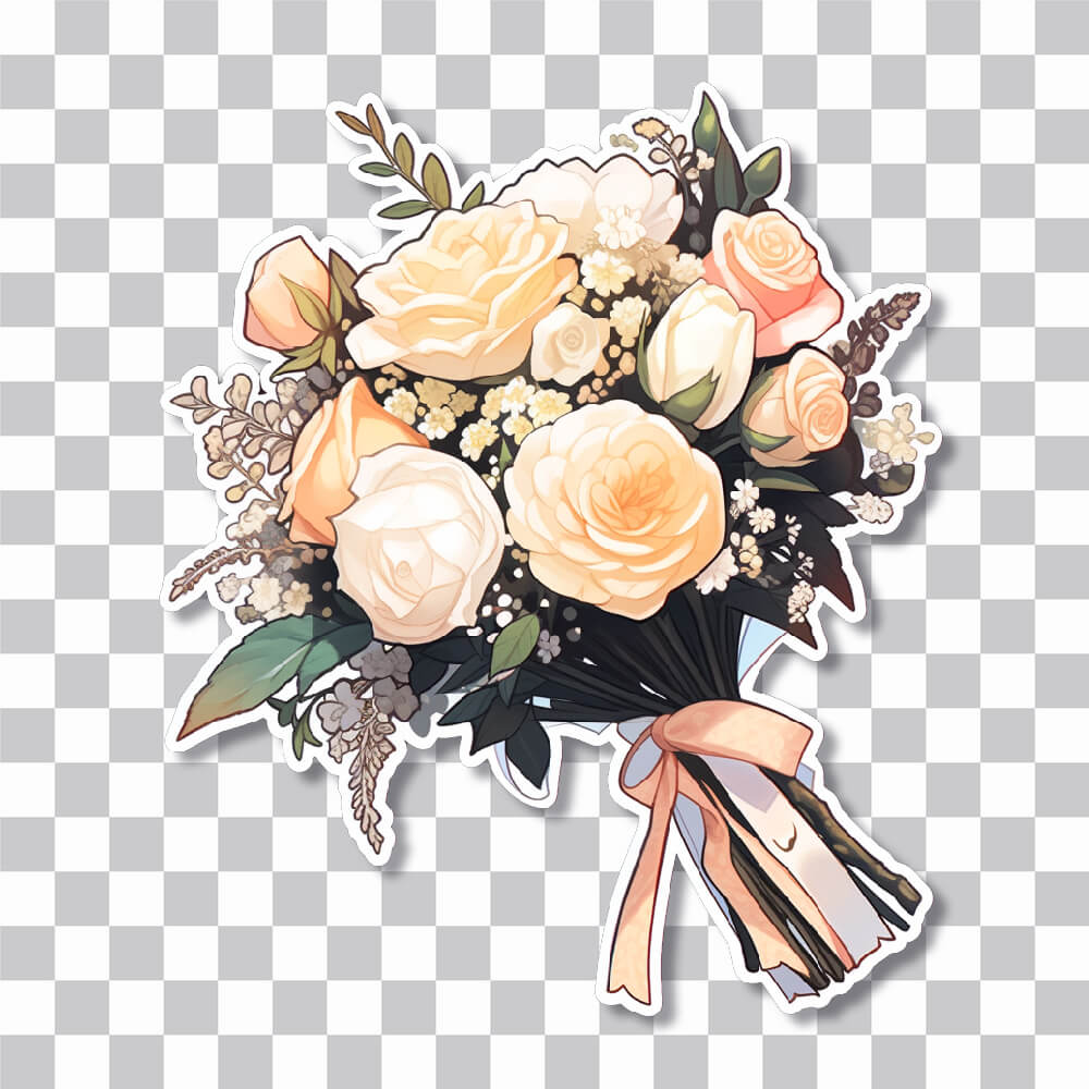 bouquet de mariage avec roses sticker cover