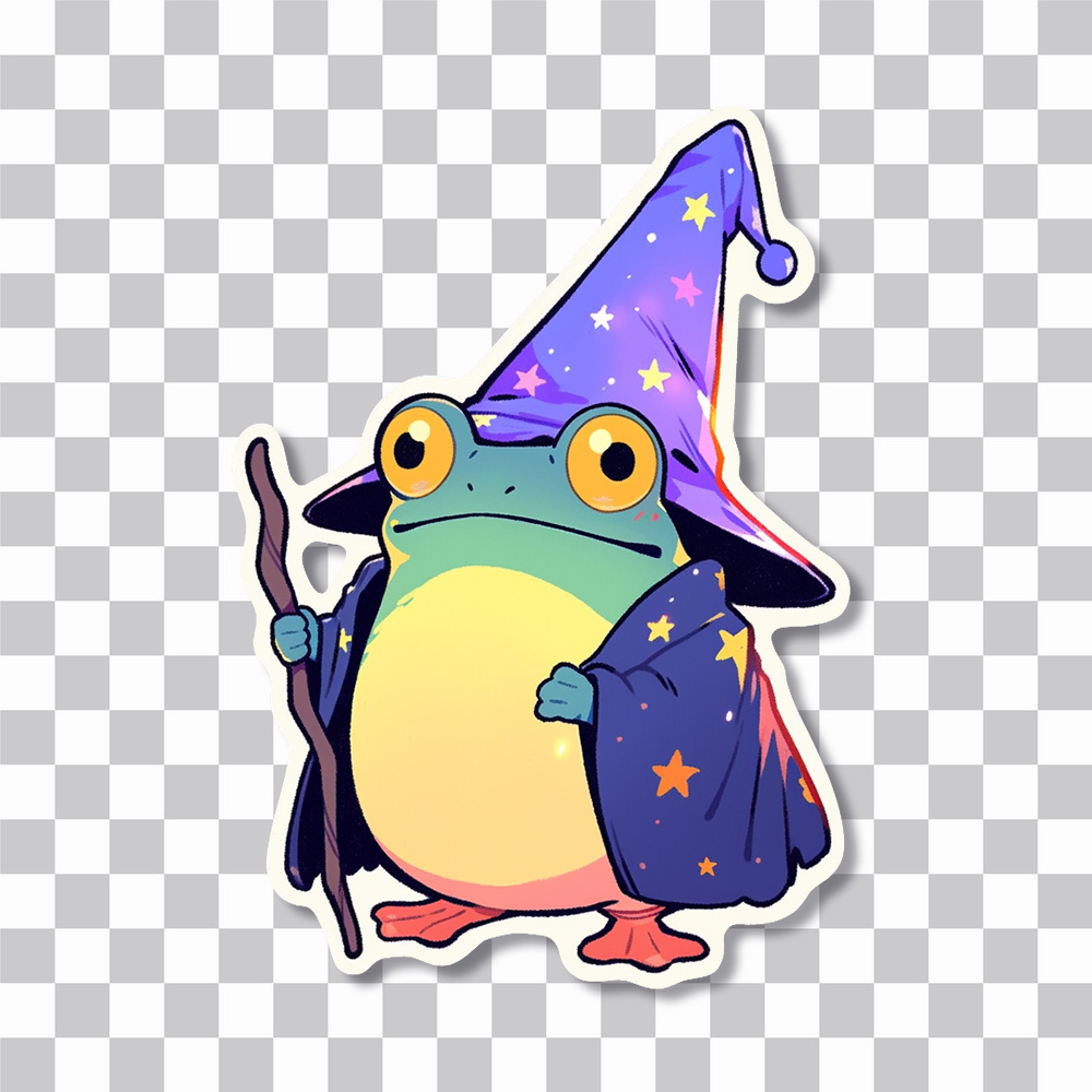 wizard frog in cloak hat sticker cover