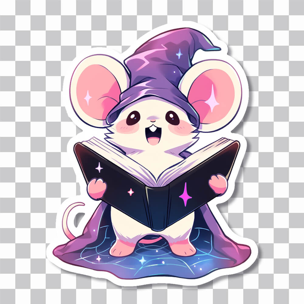 wizard mouse with book sticker cover