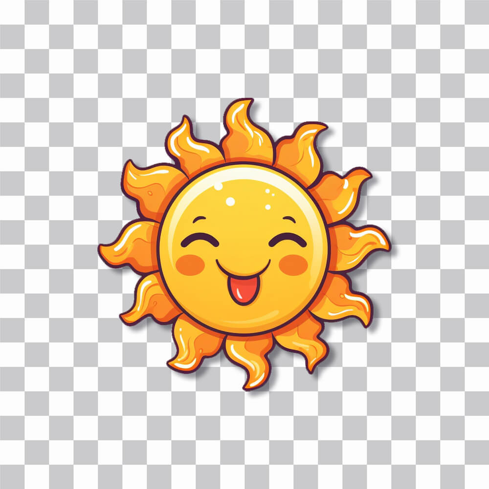 yellow sun sticking out tongue sticker cover