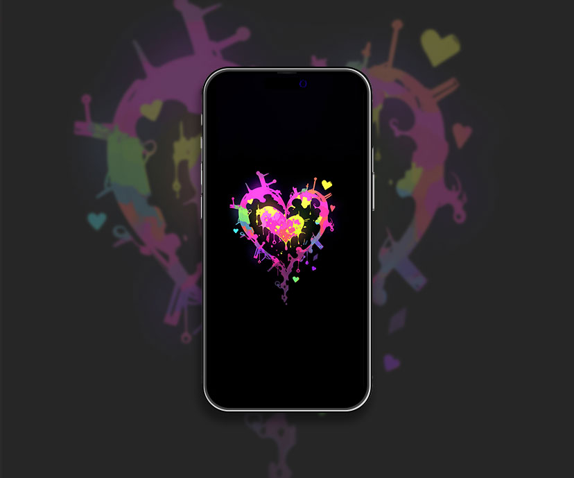 Corazón abstracto sobre fondo de pantalla negro Arte del amor aestheti