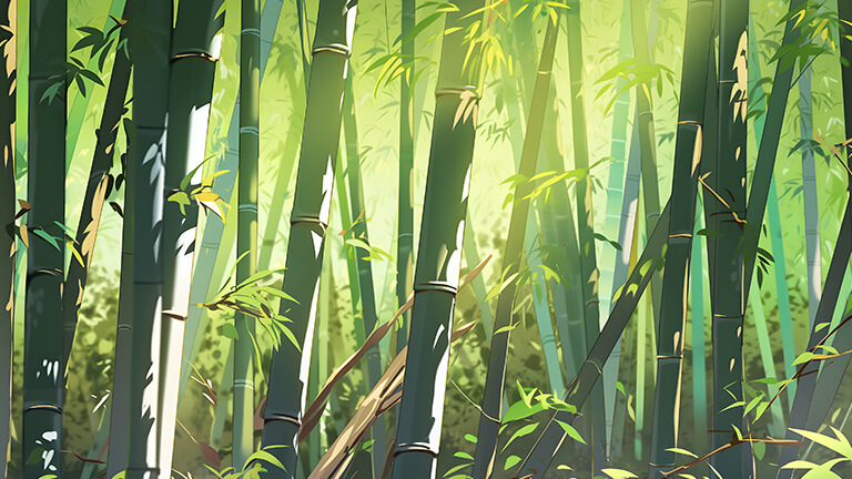 Couverture de fond d’écran de bureau de forêt de bambou esthétique