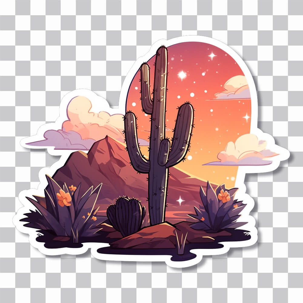 aesthetic desert with cactus sticker cover