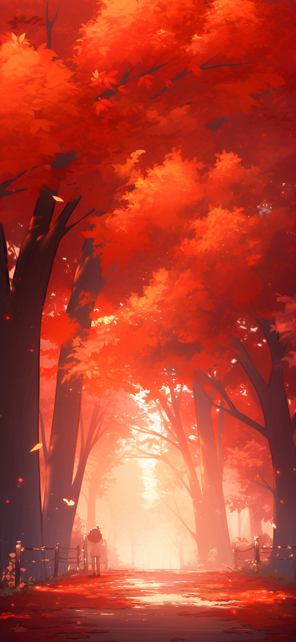 Aesthetic Red Autumn Forest Wallpaper Fall Wallpaper for iPhon