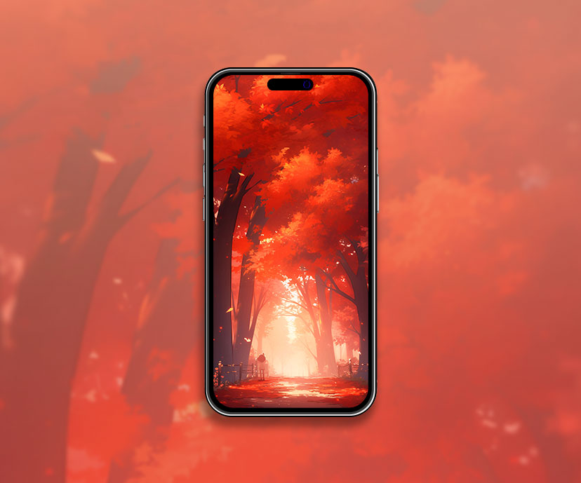 Aesthetic Red Autumn Forest Wallpaper Fall Wallpaper for iPhon