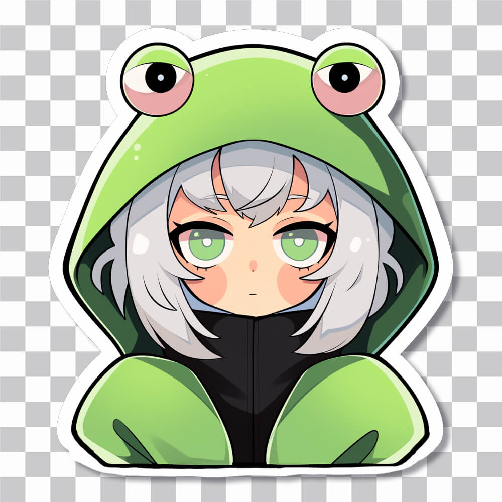 Anime Girl in Frog Costume Sticker - Free Anime PNG Stickers
