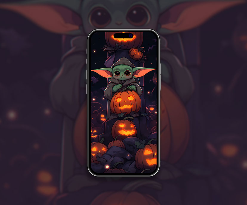 Baby Yoda & Jack o' lantern Fondo de pantalla de Halloween Halloween Baby