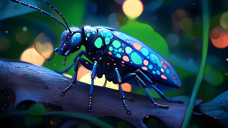 beau fonds d'écran 4K d'insectes bleus