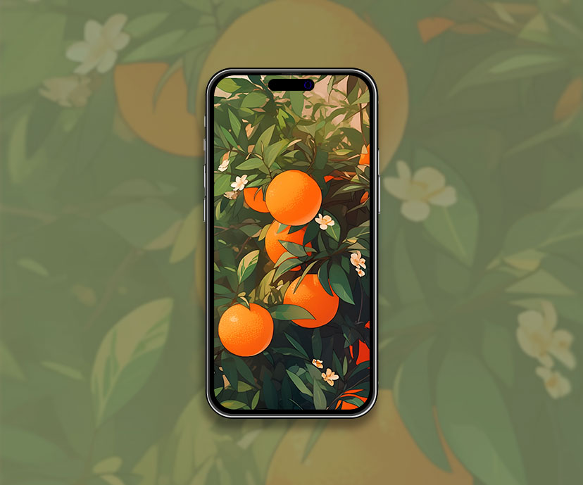 Beautiful orange tree art wallpaper Stunning fruit aesthetic w