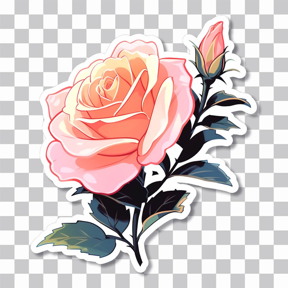 beautiful pink rose aesthetic sticker cover