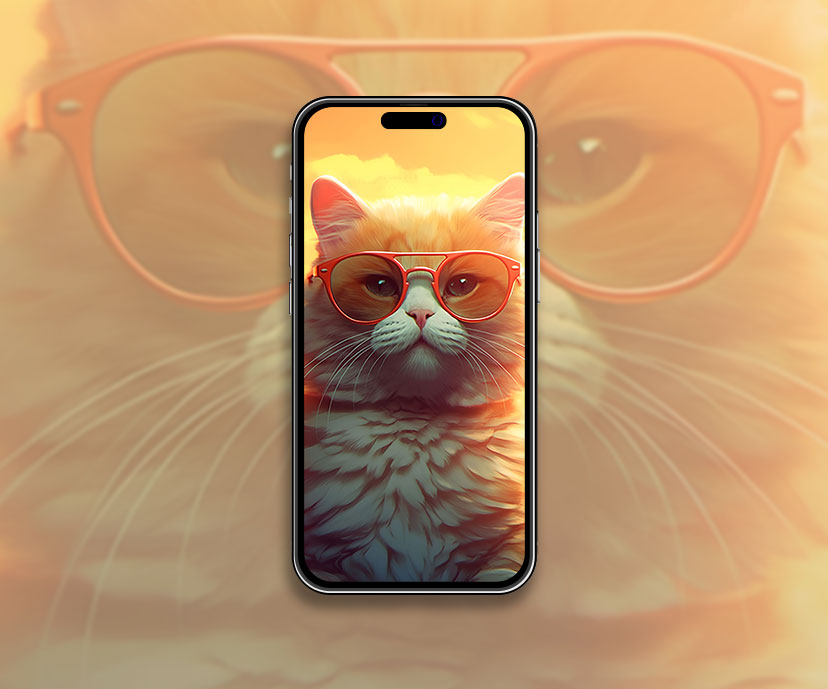 Beige Cat with Glasses Wallpaper Beige Cat Wallpaper for iPhon