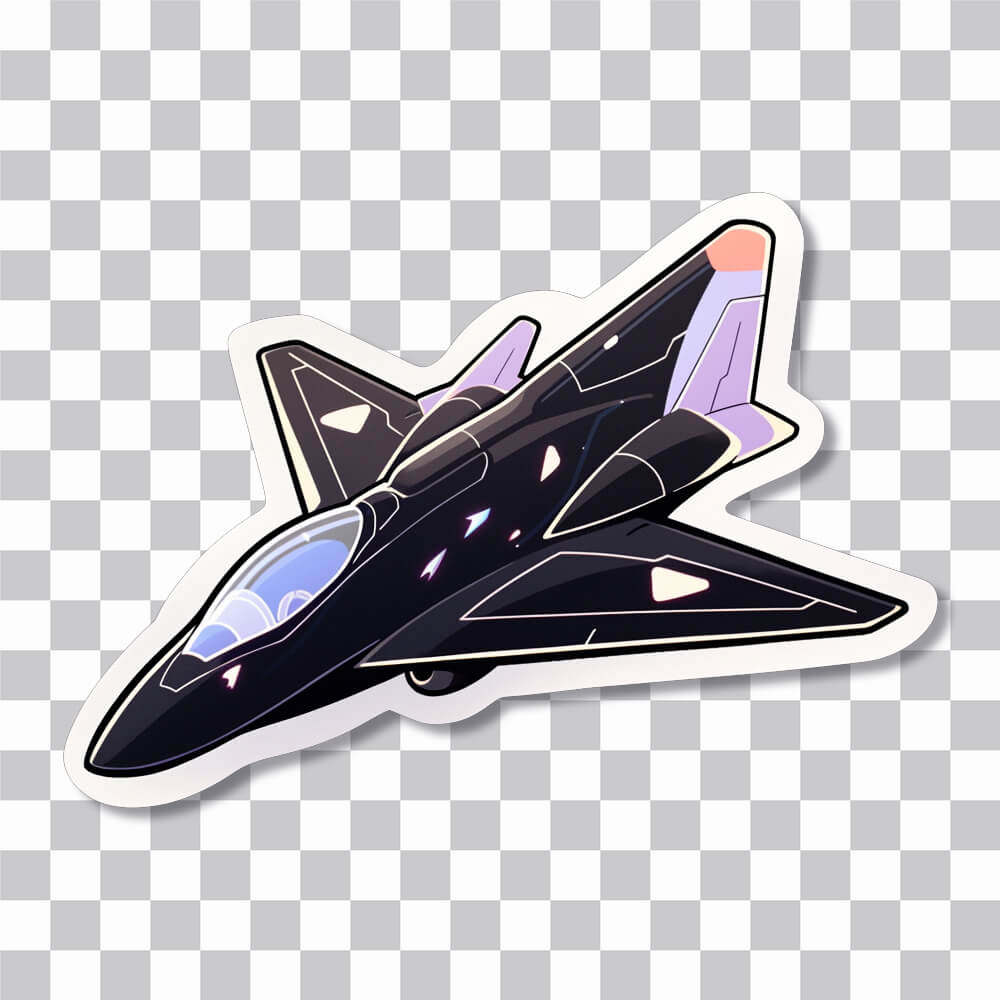 black fighter jet art sticker cover