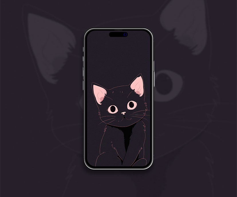 Papel pintado estético de gato negro y rosa Papel pintado de gato negro para i
