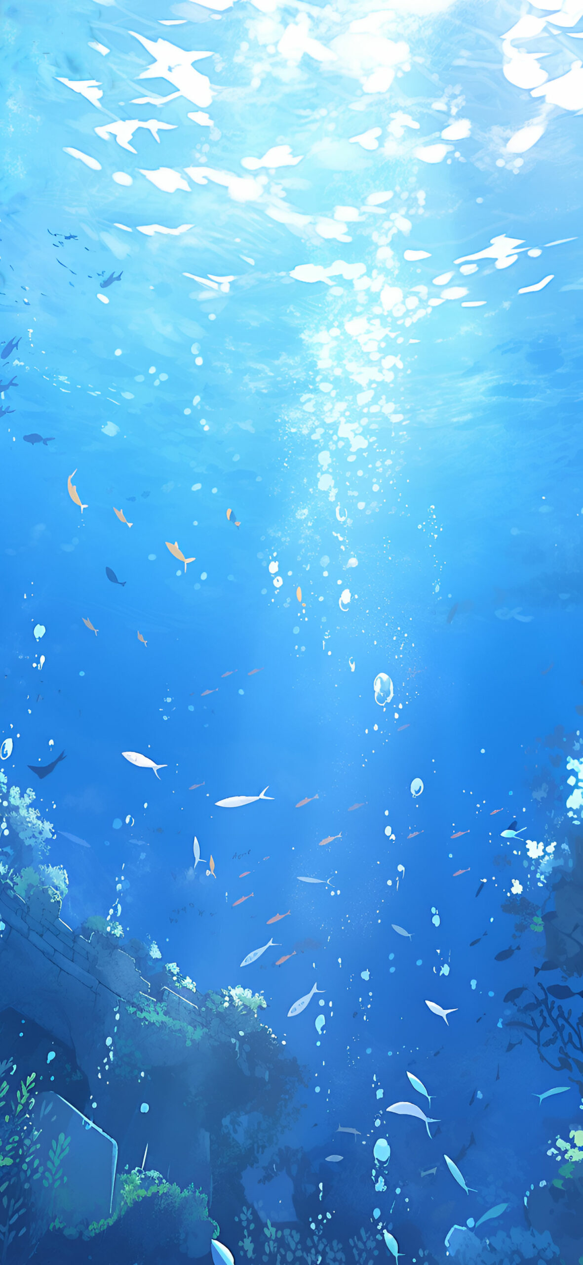 Blue underwater world wallpaper Deep blue ocean art wallpaper