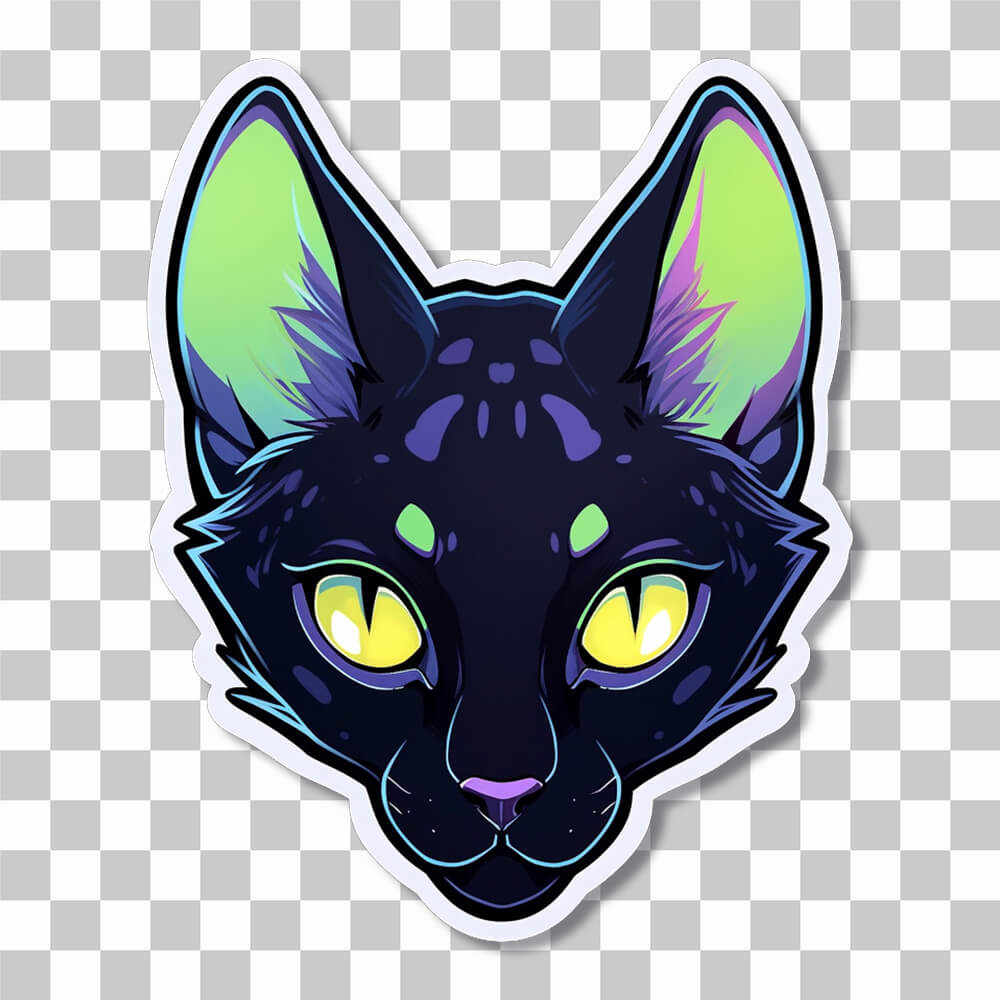 cat head with yellow eyes art sticker cover
