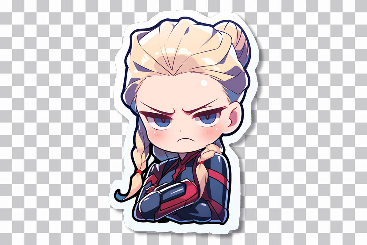 Chibi Angry Captain Marvel Sticker - Transparent PNG Download