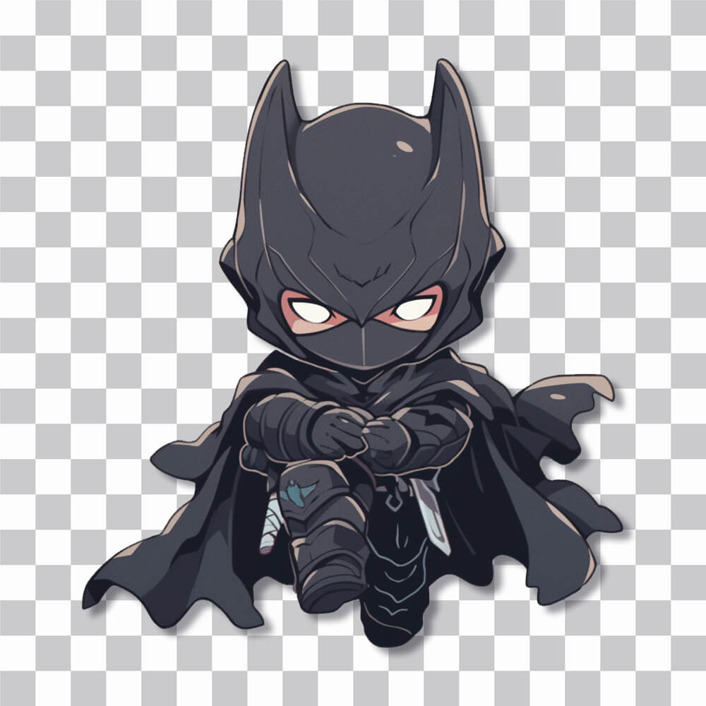 chibi drawn ninja batman sticker cover