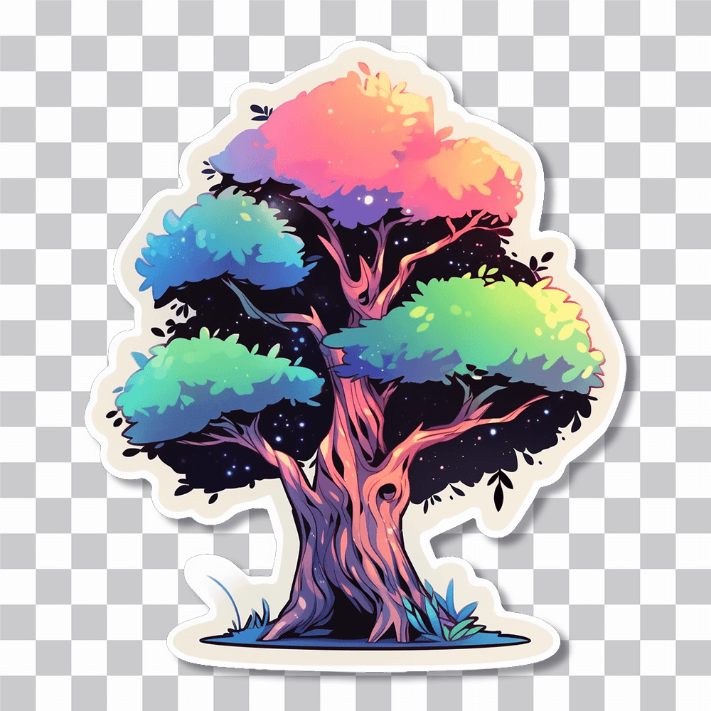 colorful tree art sticker cover