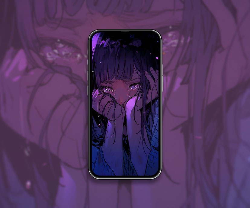 Crying Anime Girl Purple Wallpaper Crying Girl Wallpaper for i