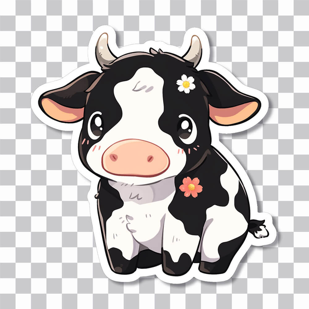 cute black and white cow sticker cover