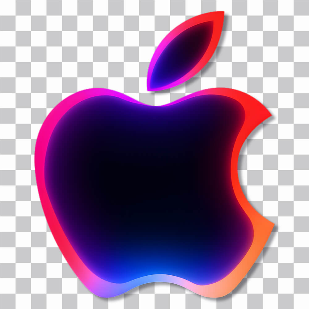 dark blue apple logo with red sticker cover