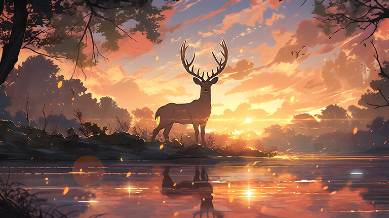 deer orange sunset epic desktop wallpaper cover