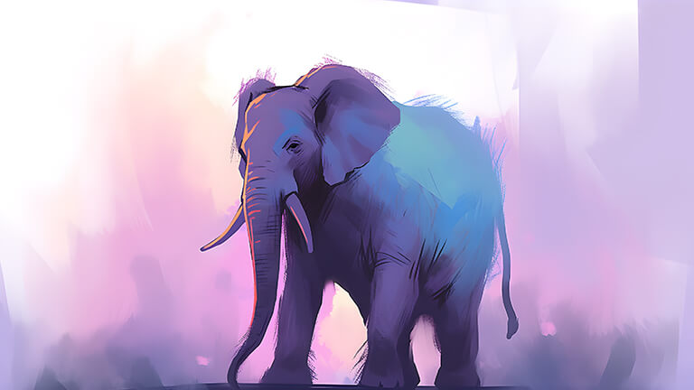 elephant white and purple art desktop wallpaper cover