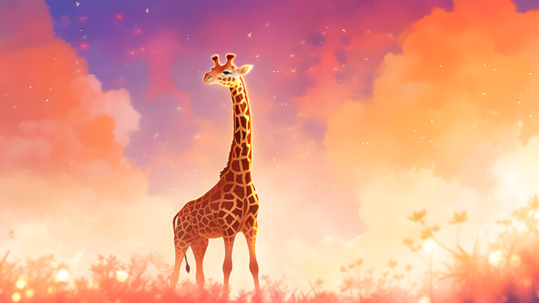 giraffe purple and orange art desktop wallpaper cover