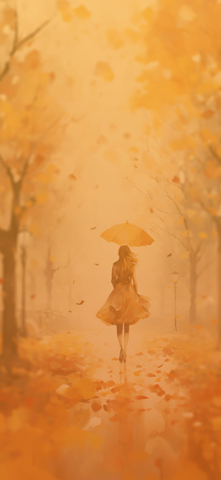 Girl under the Rain Watercolor Wallpapers - Autumn Wallpapers HD