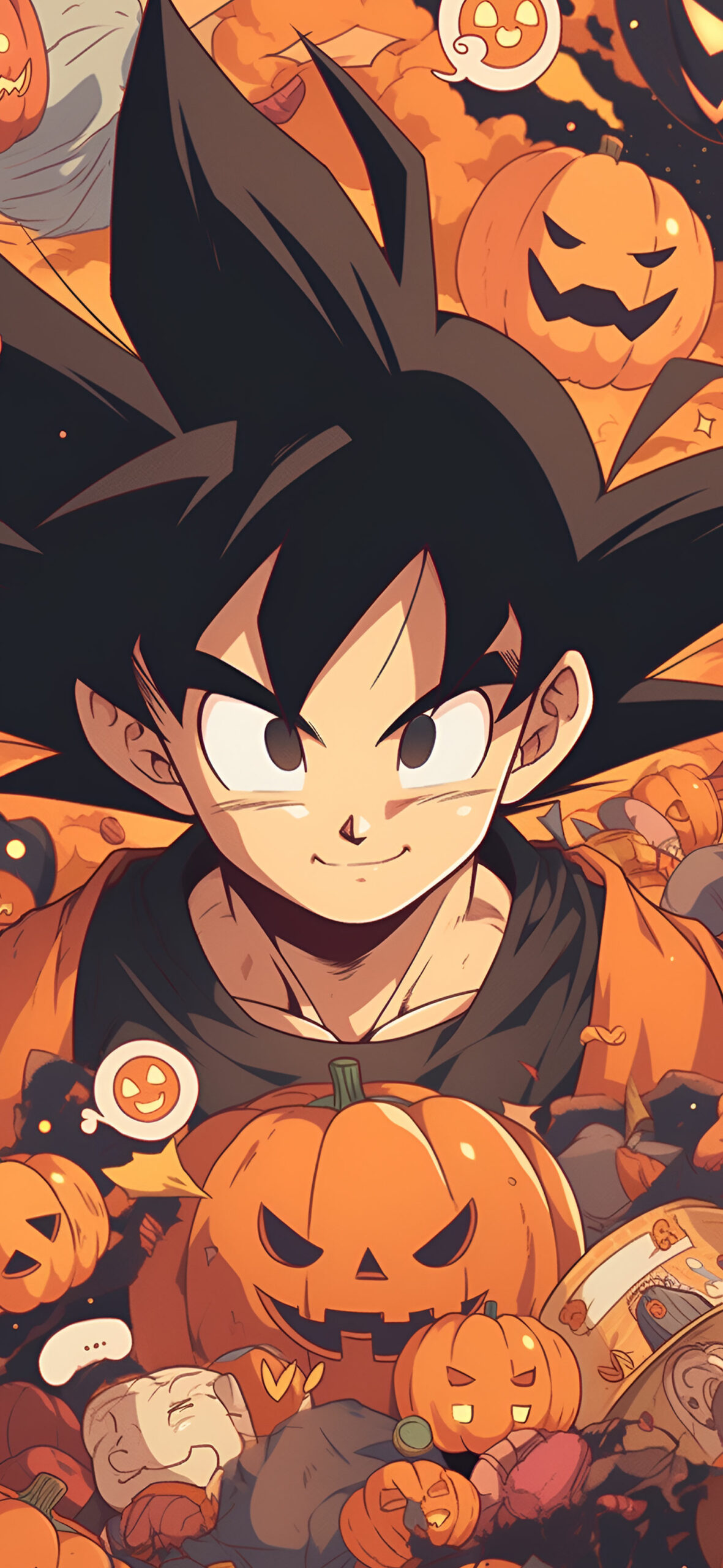 Goku & Pumpkins Halloween Wallpaper Goku Wallpaper for iPhone