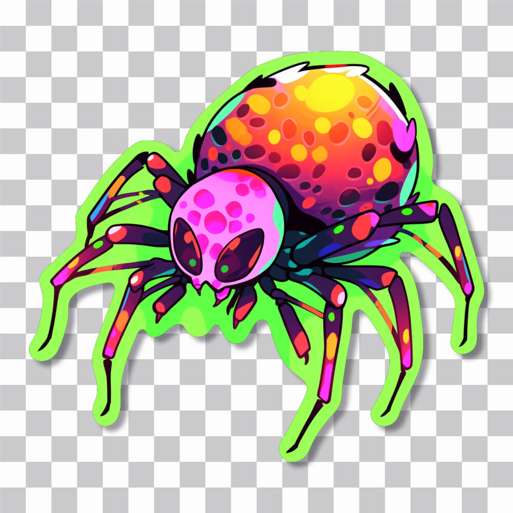 halloween colorful spider green stroke sticker cover