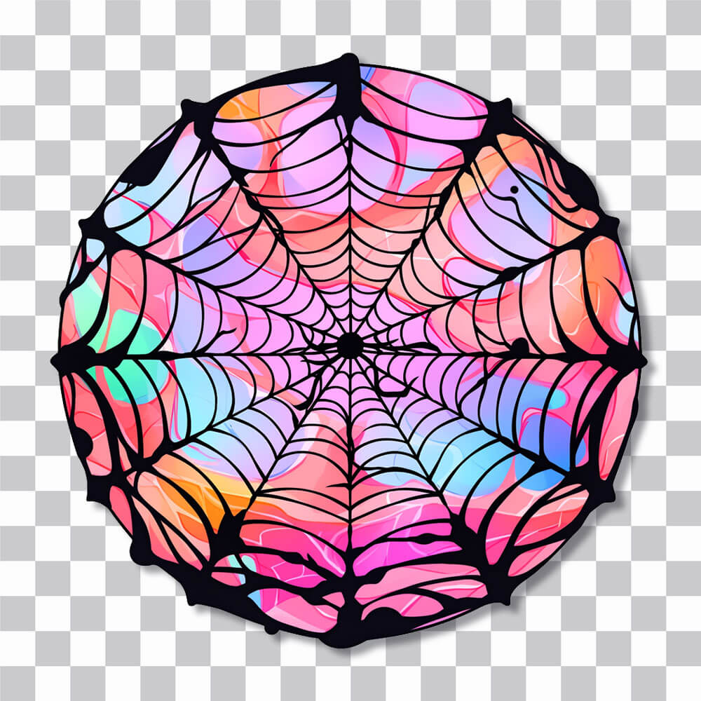 halloween colorful spider web round sticker cover