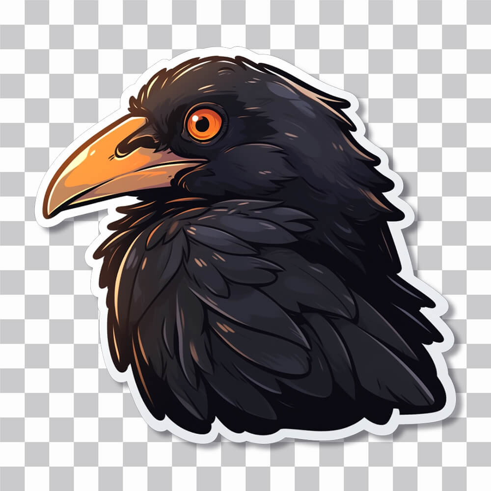 halloween crow with orange eye sticker cover