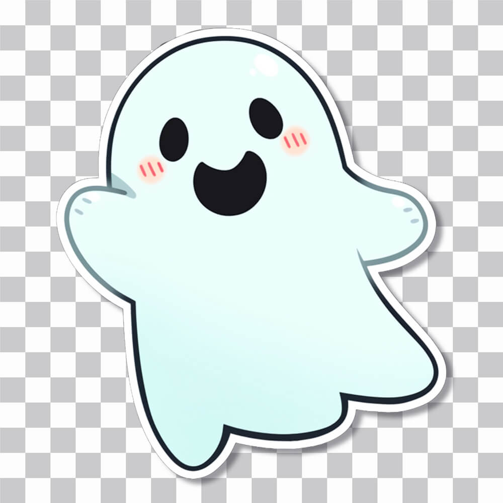 halloween cute ghost waving hand sticker cover