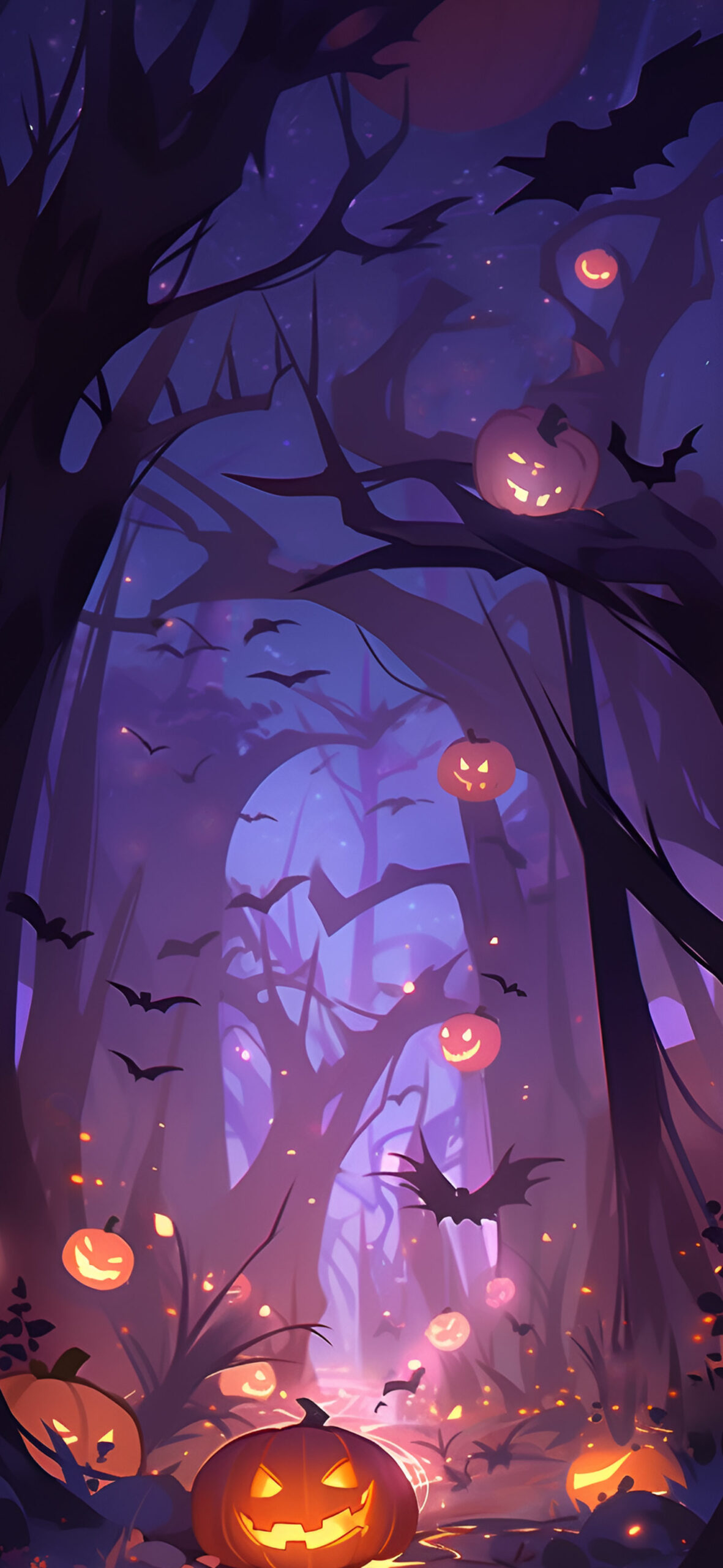 Halloween forest spooky wallpaper Scary pumpkin halloween wall