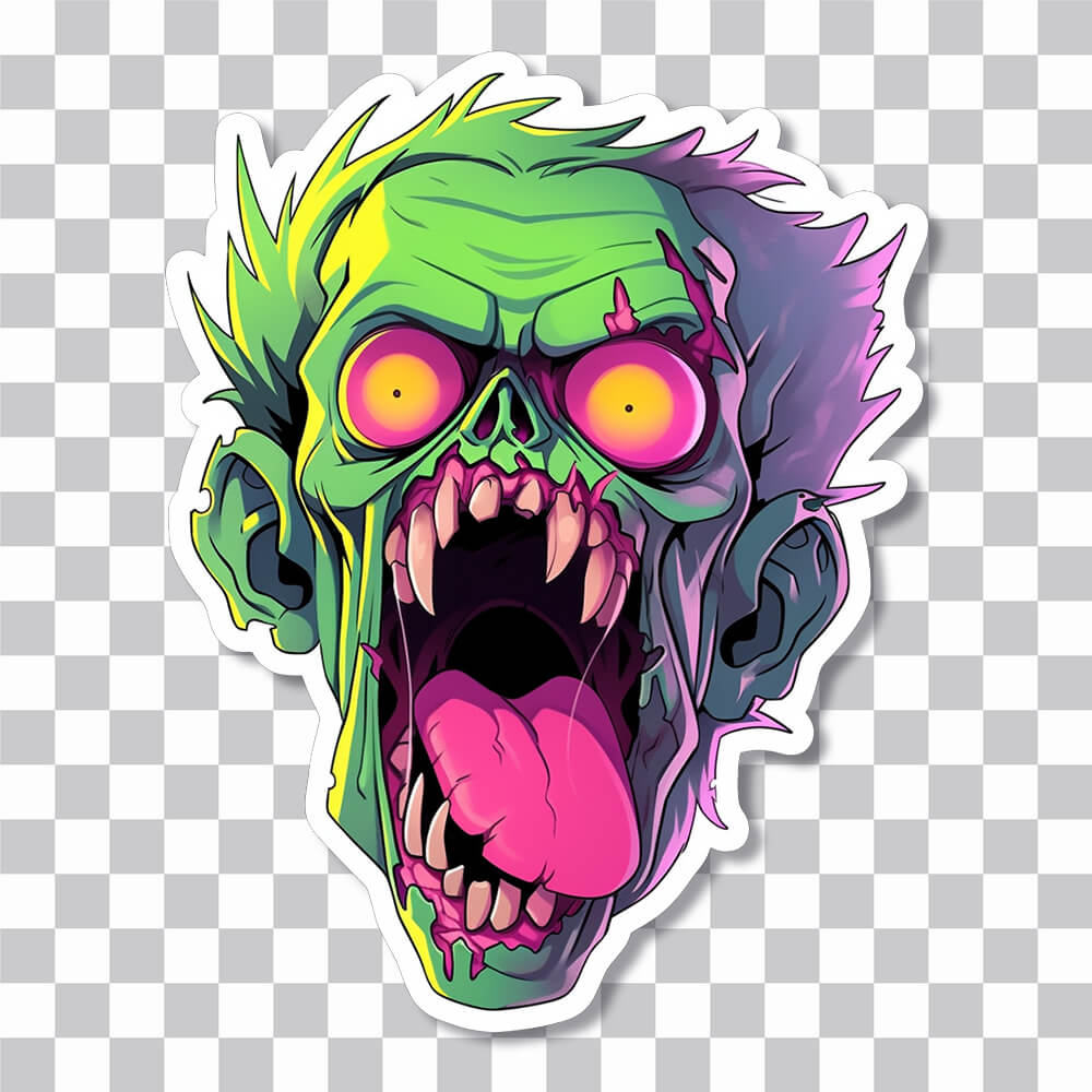 halloween green zombie head sticker cover