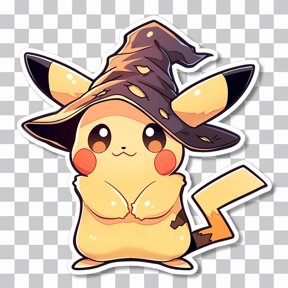 halloween pikachu with witch hat sticker cover